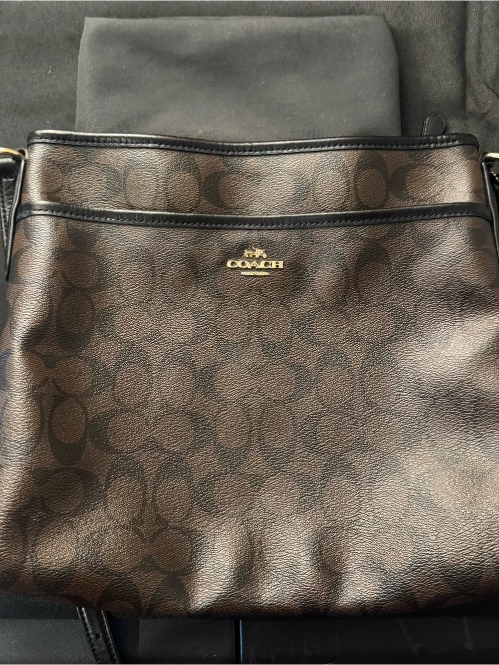 Coach Dark Brown Signature Crossbody Shoulder Bag